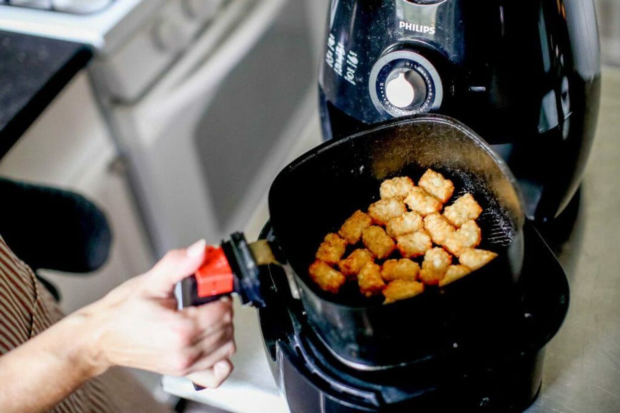 Chicken shots being cooked in an air fryer