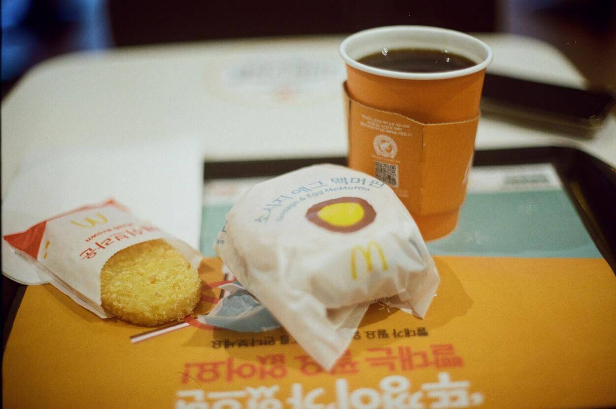 McDonald's hash browns and coffee