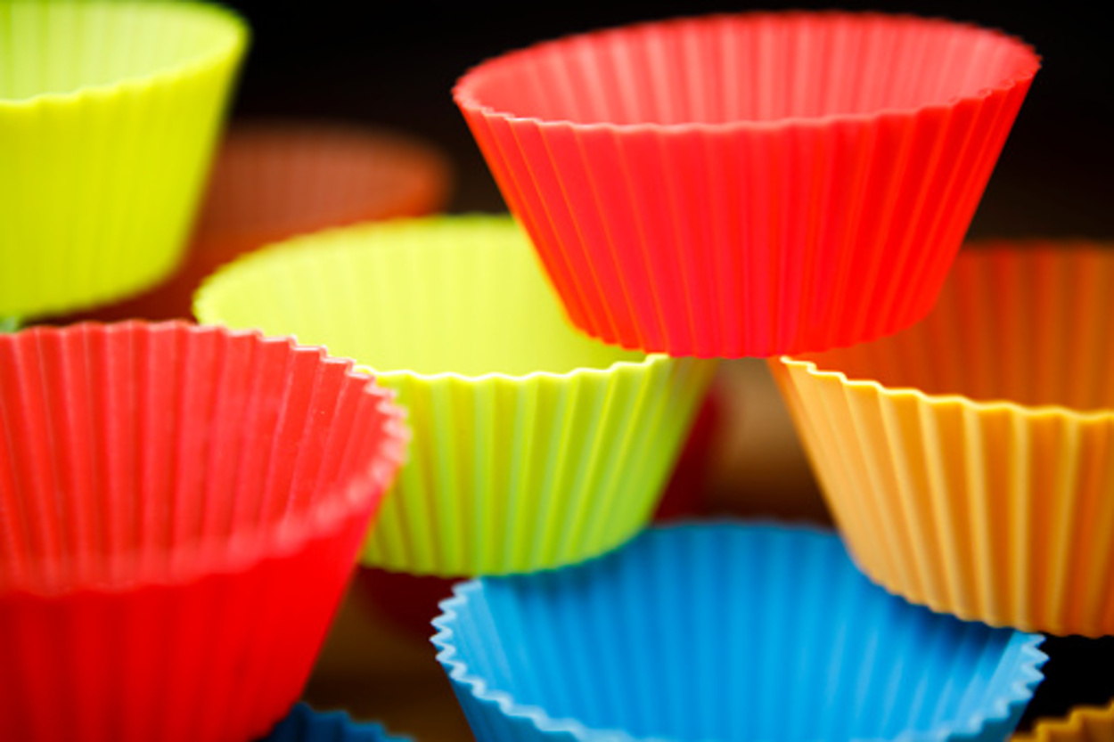 Colored cupcake holders made of silicone