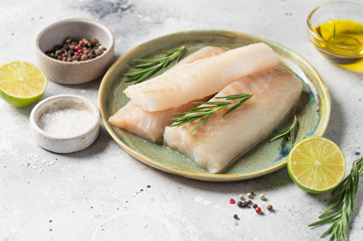 Raw cod fish with spices and olive oil!