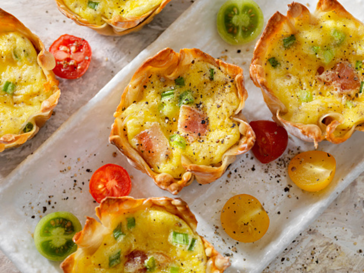 Crispy Baked Wonton Egg Cups with Bacon