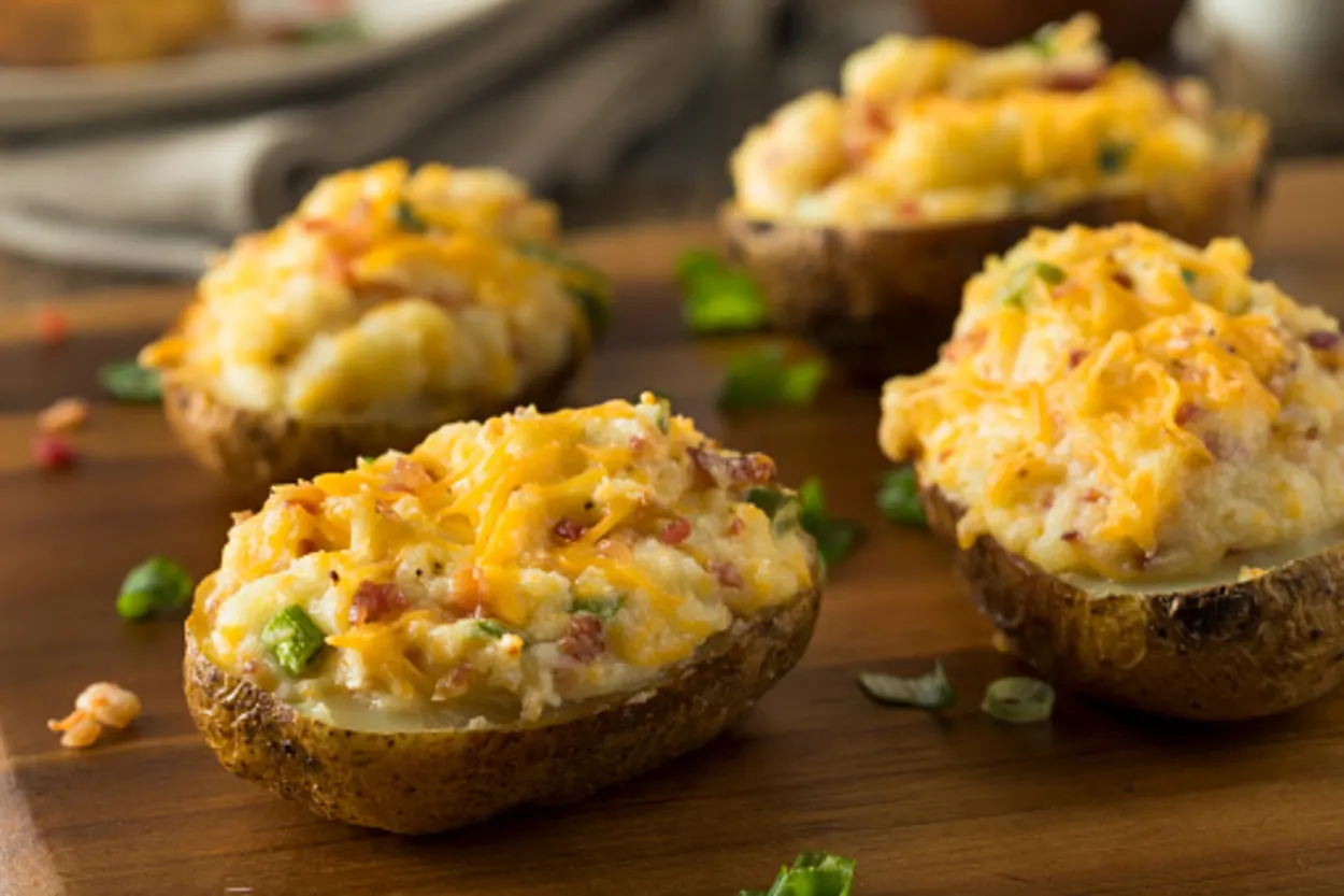 Homemade Baked Potatoes with Bacon and Cheese
