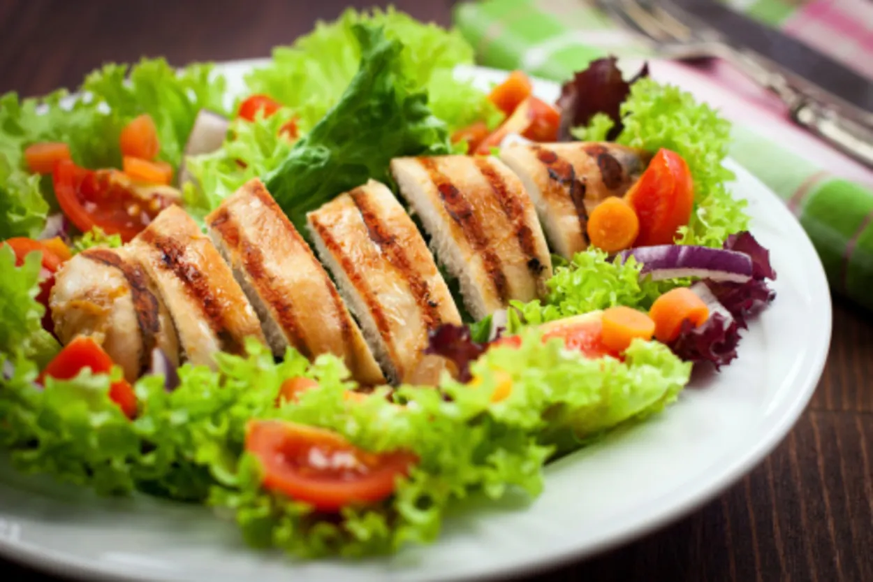 Chicken breast served with salad 