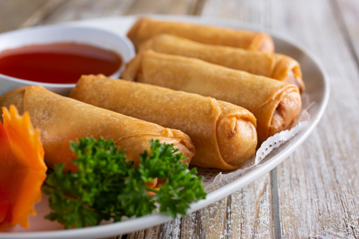 Egg rolls on a plate