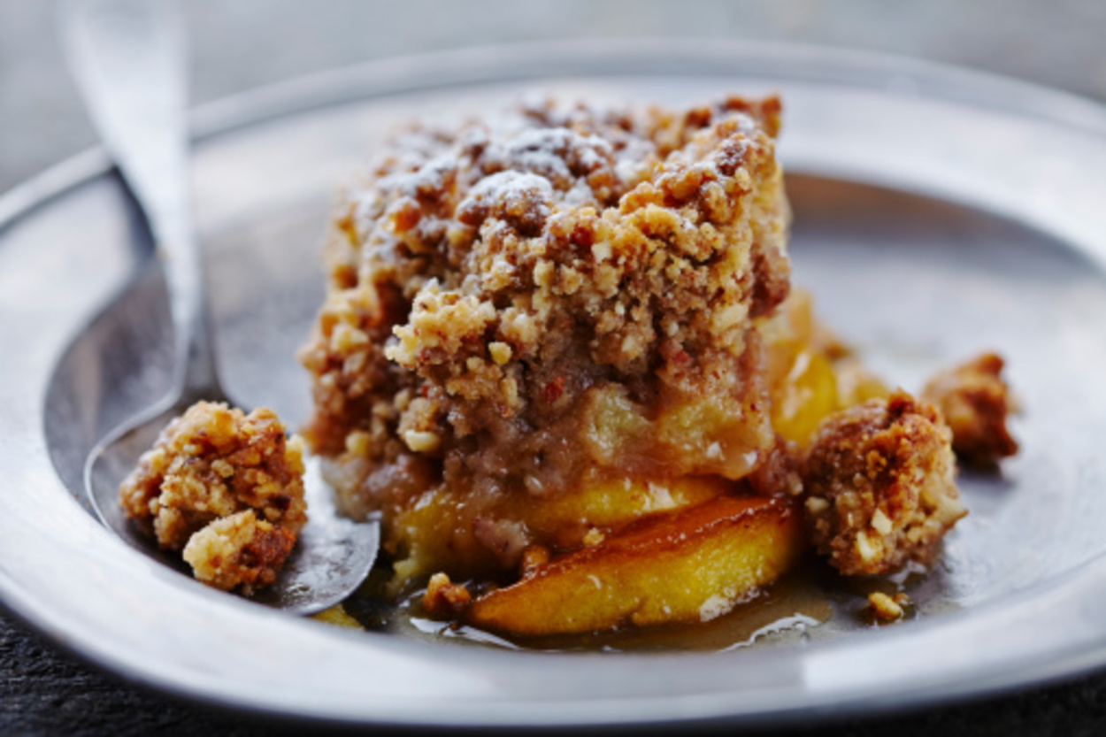 Apple dessert topped wth crumble