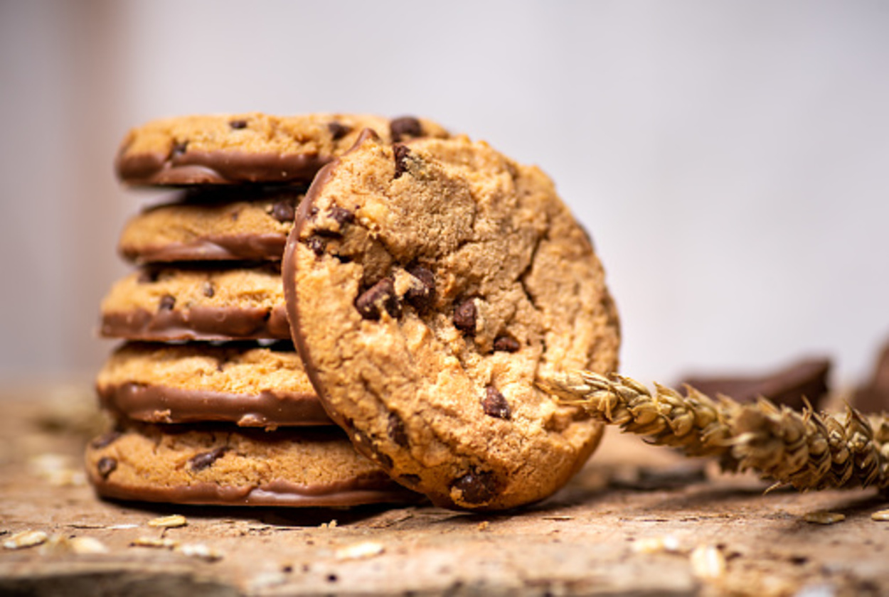 Chocolate chip cookies closeup 