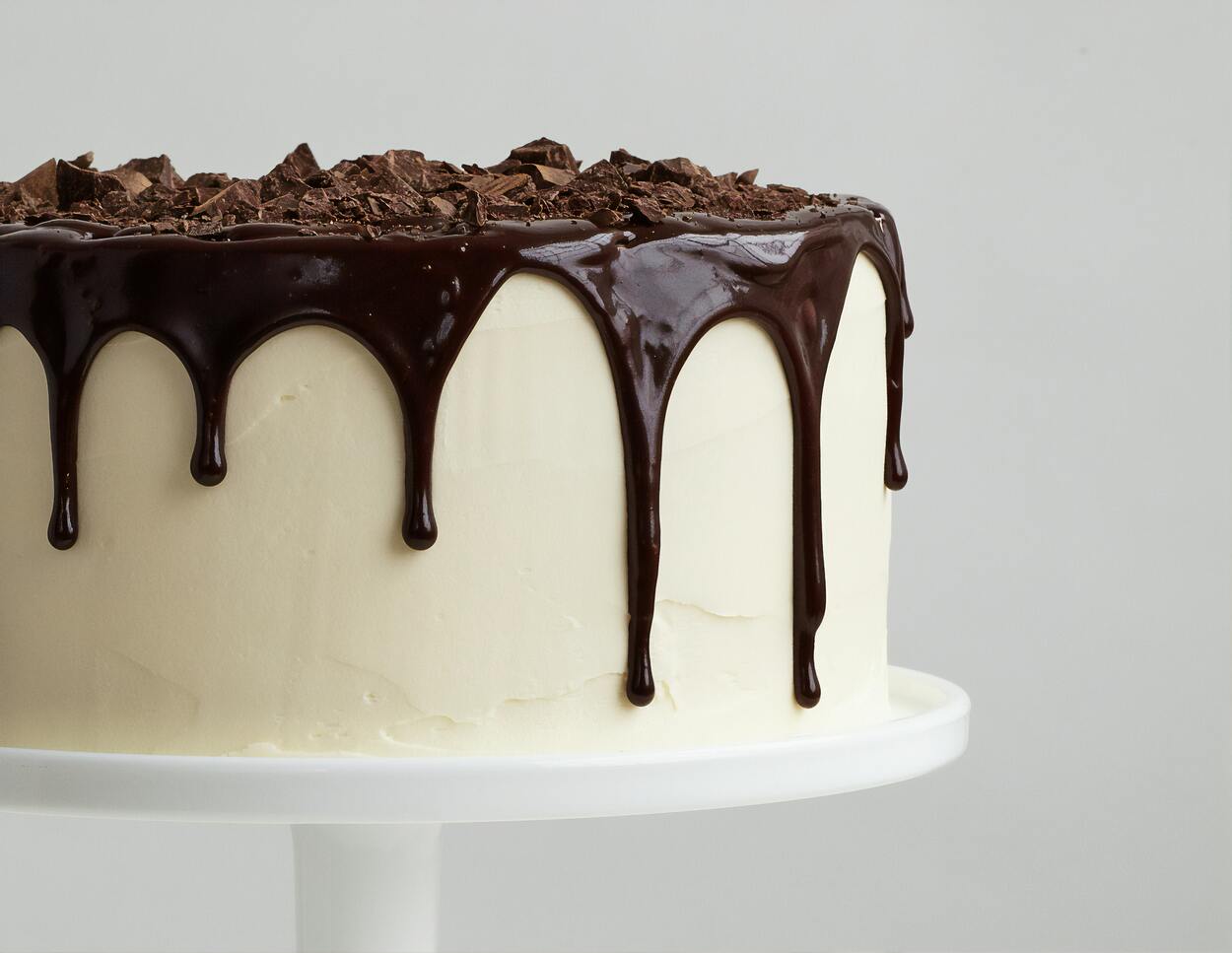 Vanilla cake with chocolate frosting. 
