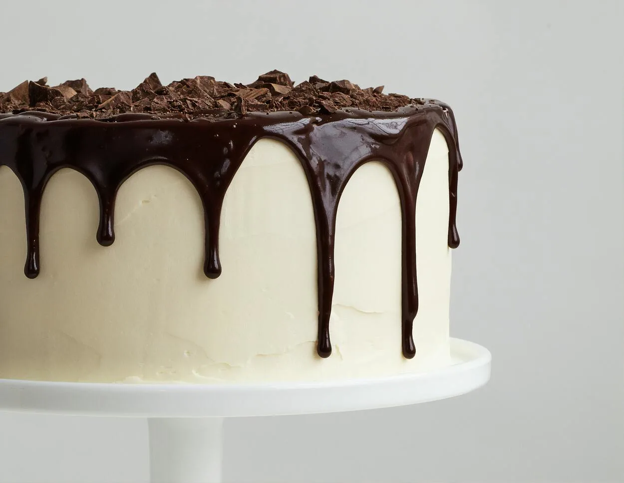 Vanilla cake with chocolate frosting. 