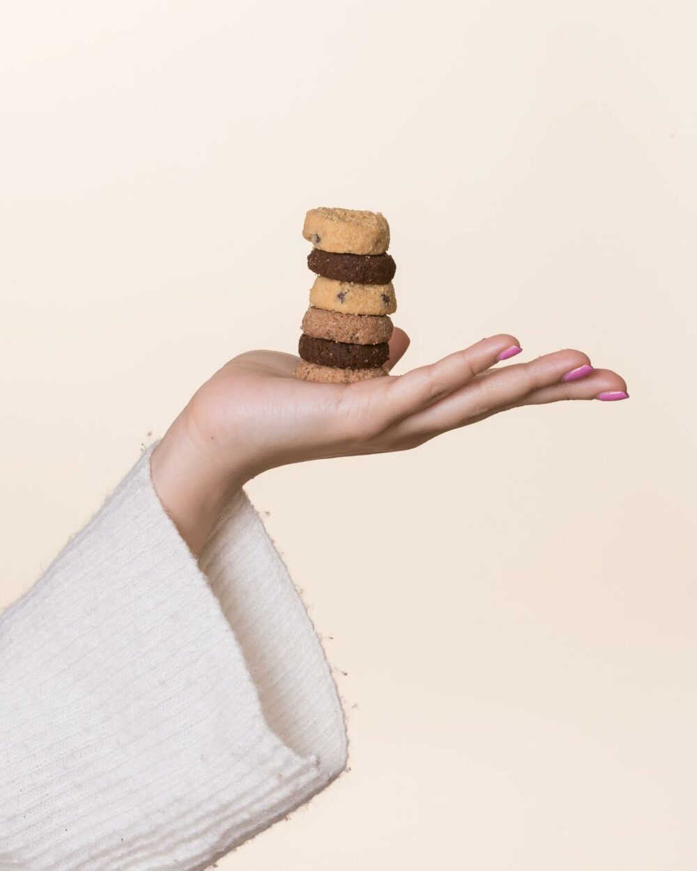 Girl scout cookies placed on a hand