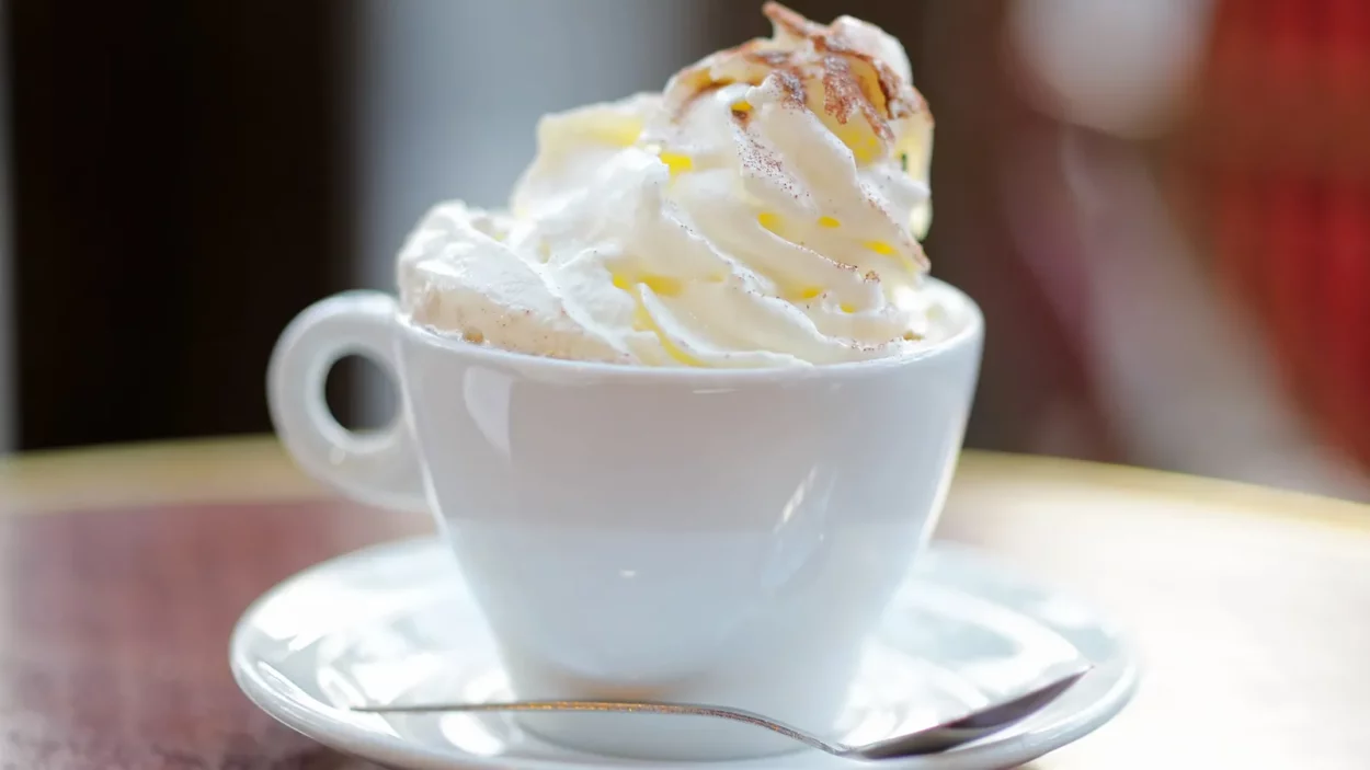 Cup of coffee or with whipped cream.