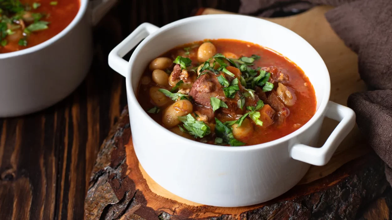 Traditional Balkan soup Pasulj (Grah).
