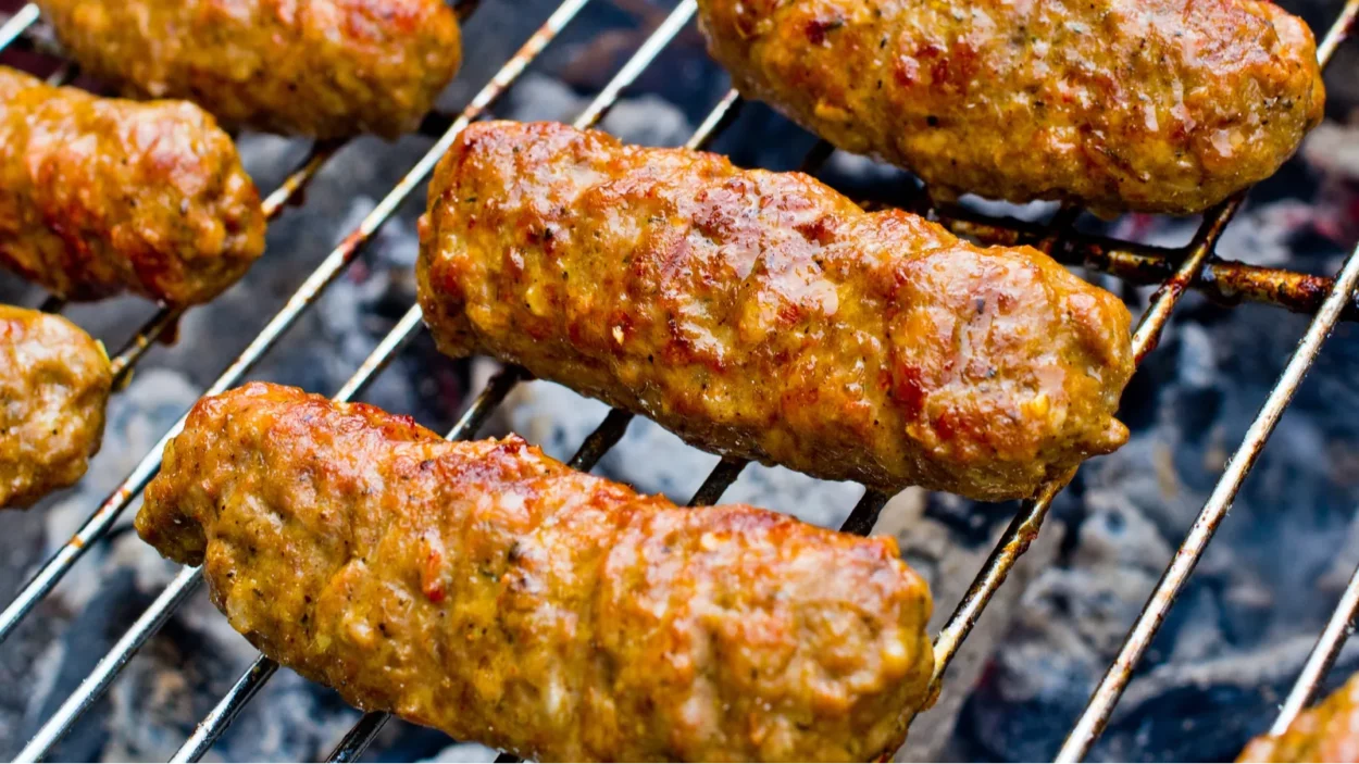 Delicious cevapi on the BBQ.