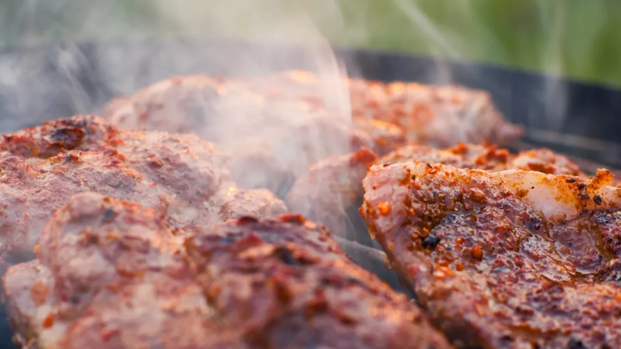 Delicious chuck steaks on the grill.