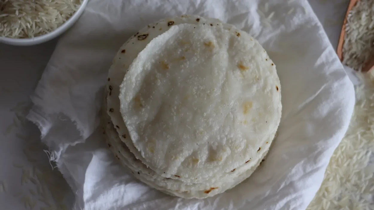 Rice Roti. A Gluten free alternative made with raw rice four, perfect for a healthy meal.