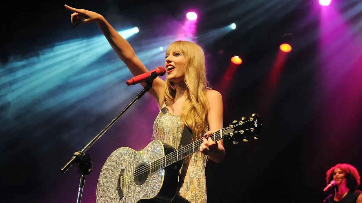 Singer Taylor Swift during her show at the HSBC Arena in Rio de Janeiro, Brazil.