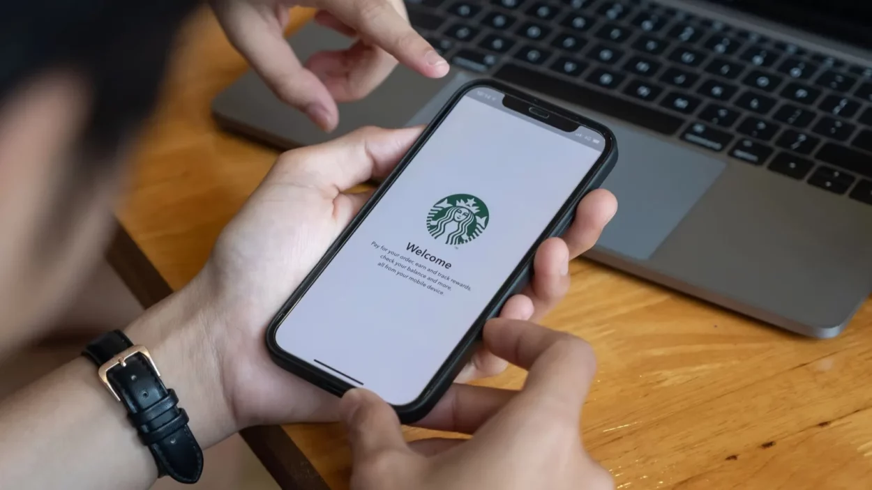Starbucks app on the Apple iPhone display screen.
