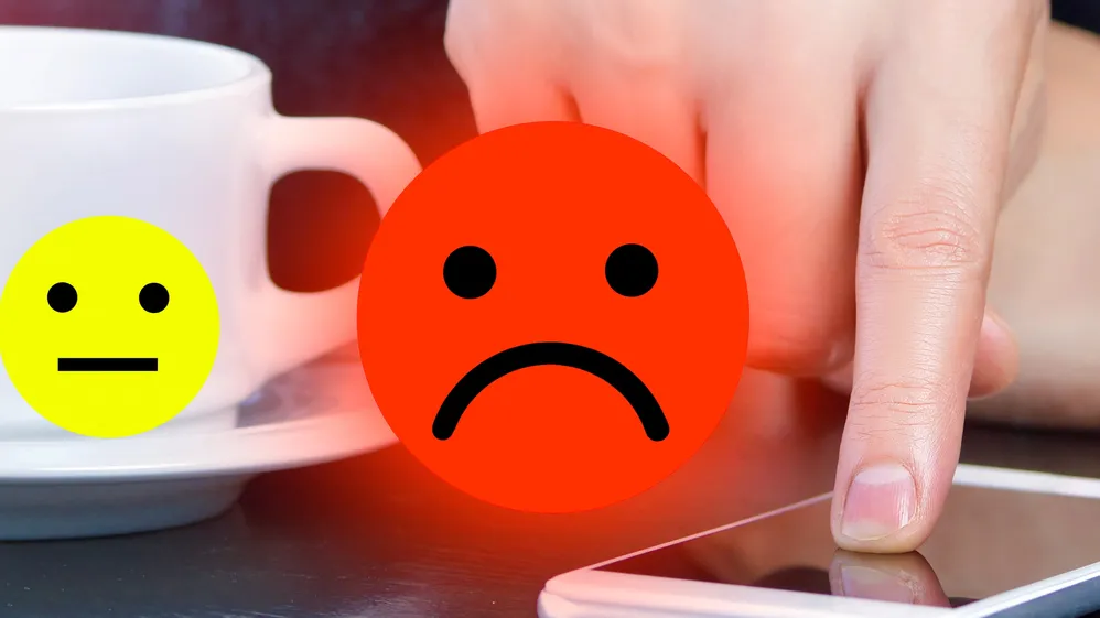 Businessman pressing happy icon, Customer service evaluation concept.
