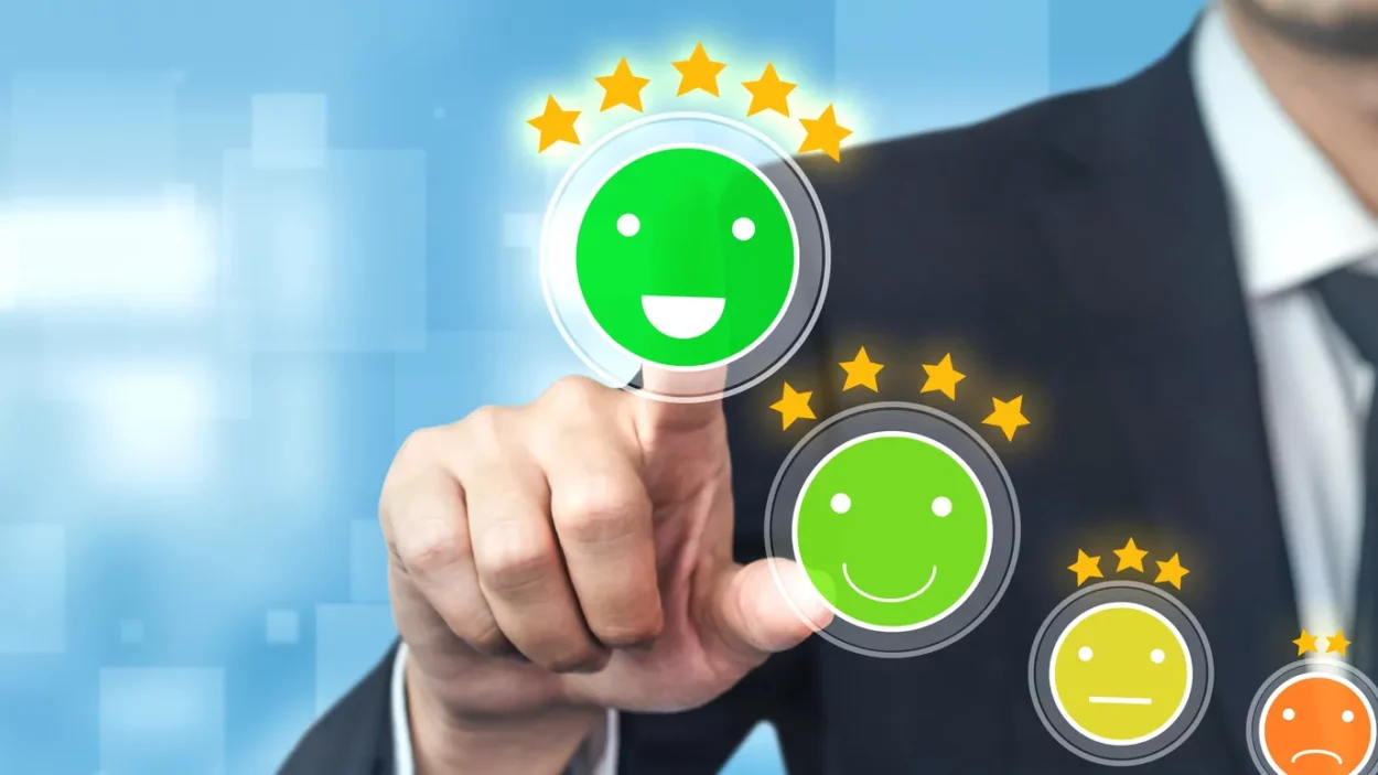 Customer review satisfaction feedback survey concept.