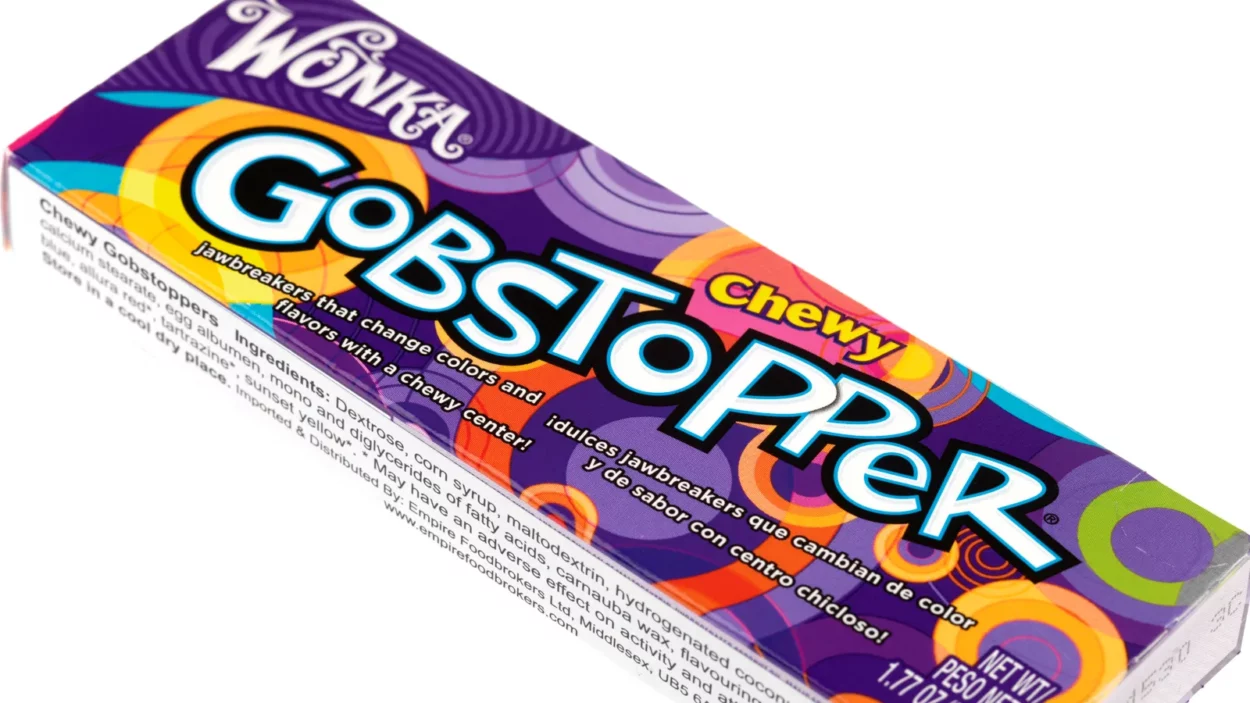 Gobstoppers on white background.