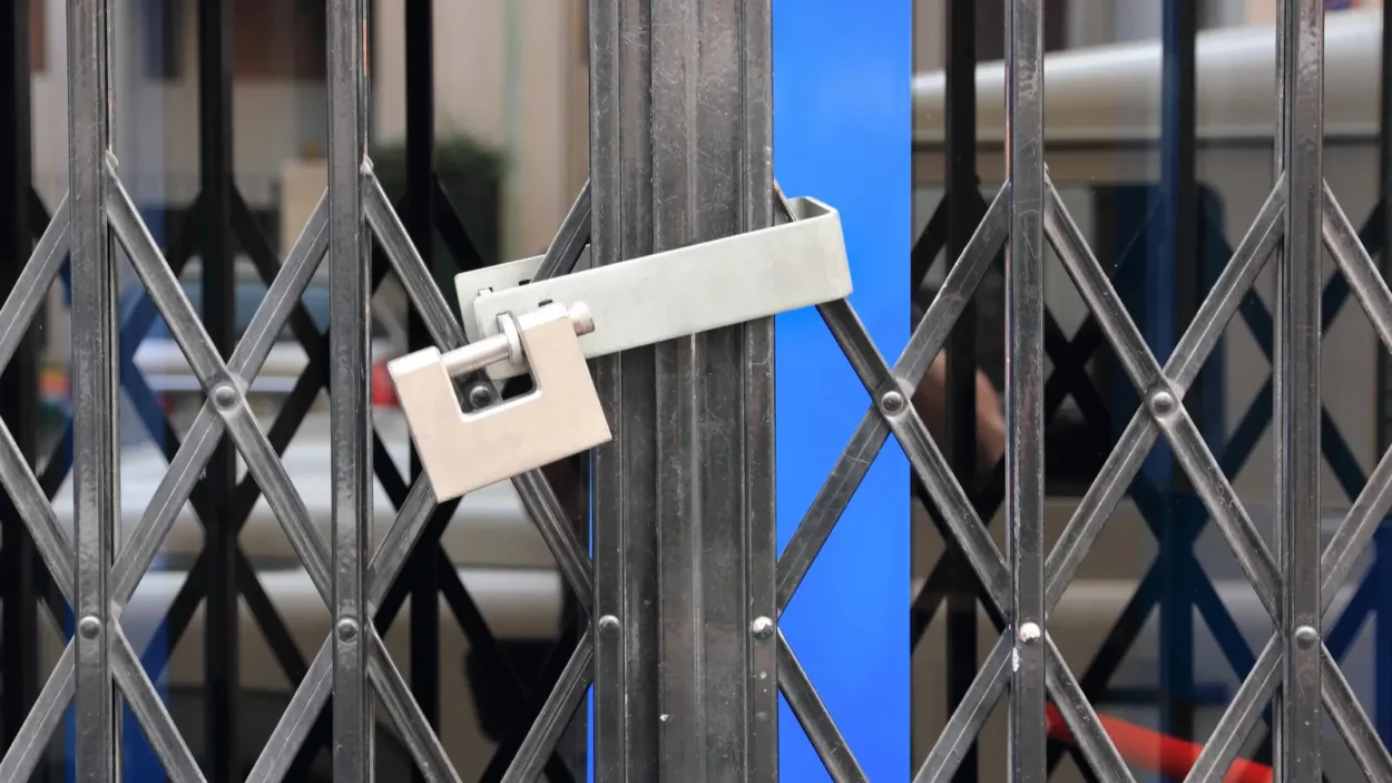 Closed shop with padlock.